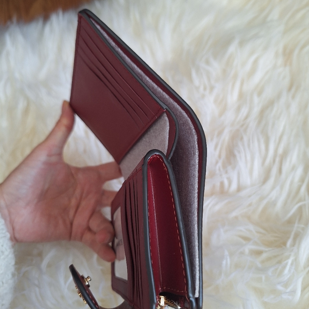 NWT Coach Medium Corner Zip Wallet In Signature Canvas With Cherry Print CZ342 - Picture 5 of 8